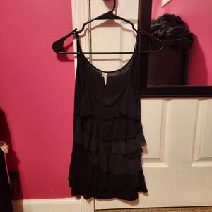 Black Sleeveless Ruffle Top